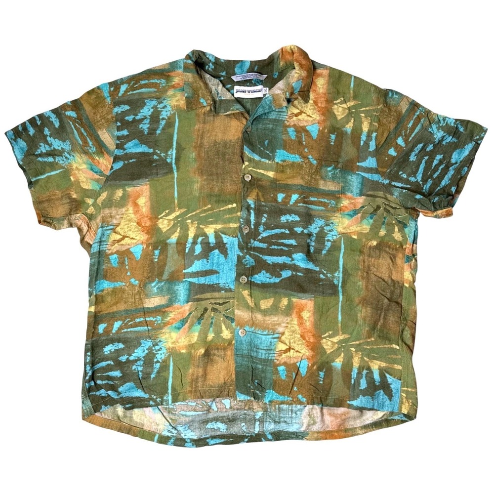 Jams World Mens XXL Hawaiian Shirt Crushed Japanese Rayon Abstract Made in USA